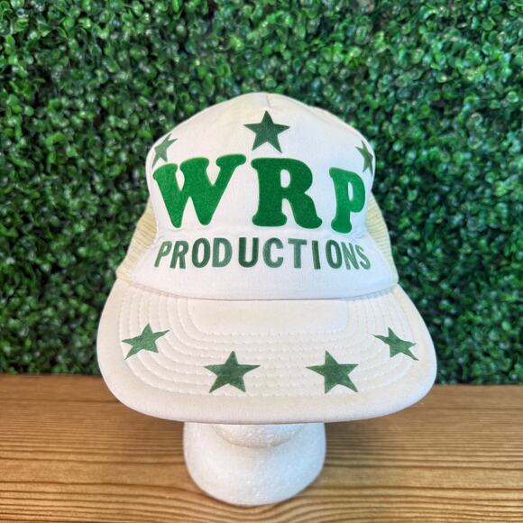Vintage 80s WRP Productions Trucker Felt Print Adult Hat Cap - Picture 1 of 9